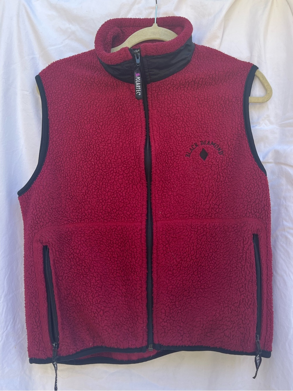 Vintage Black Diamond Deep Red Sherpa Fleece Vest